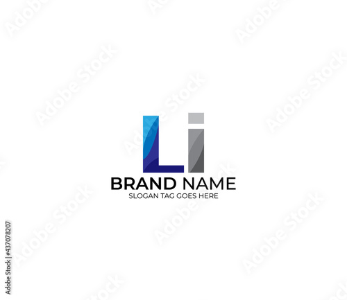 Modern LI Alphabet Blue Or Gray Colors Company Based Logo Design Concept