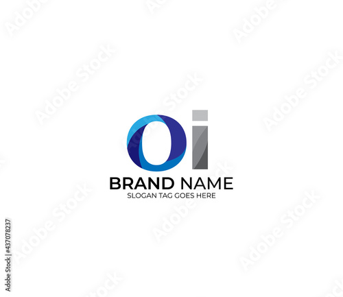 Modern OI Alphabet Blue Or Gray Colors Company Based Logo Design Concept