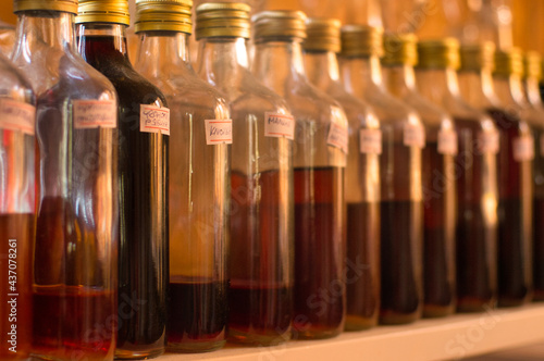lot of homemade tinctures on the shelf