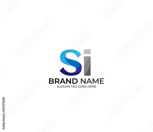 Modern SI Alphabet Blue Or Gray Colors Company Based Logo Design Concept