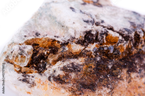 macro mineral stone petalite on a white background photo