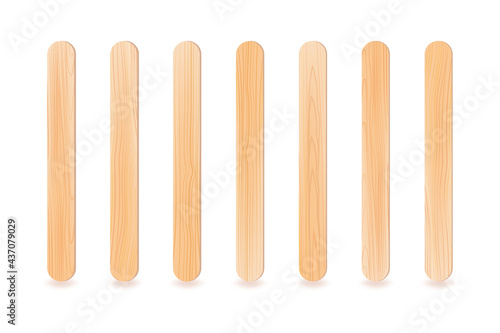 Realistic wooden or plastic sticks.For ice cream or frozen juice, covid test, or medical throat examination.