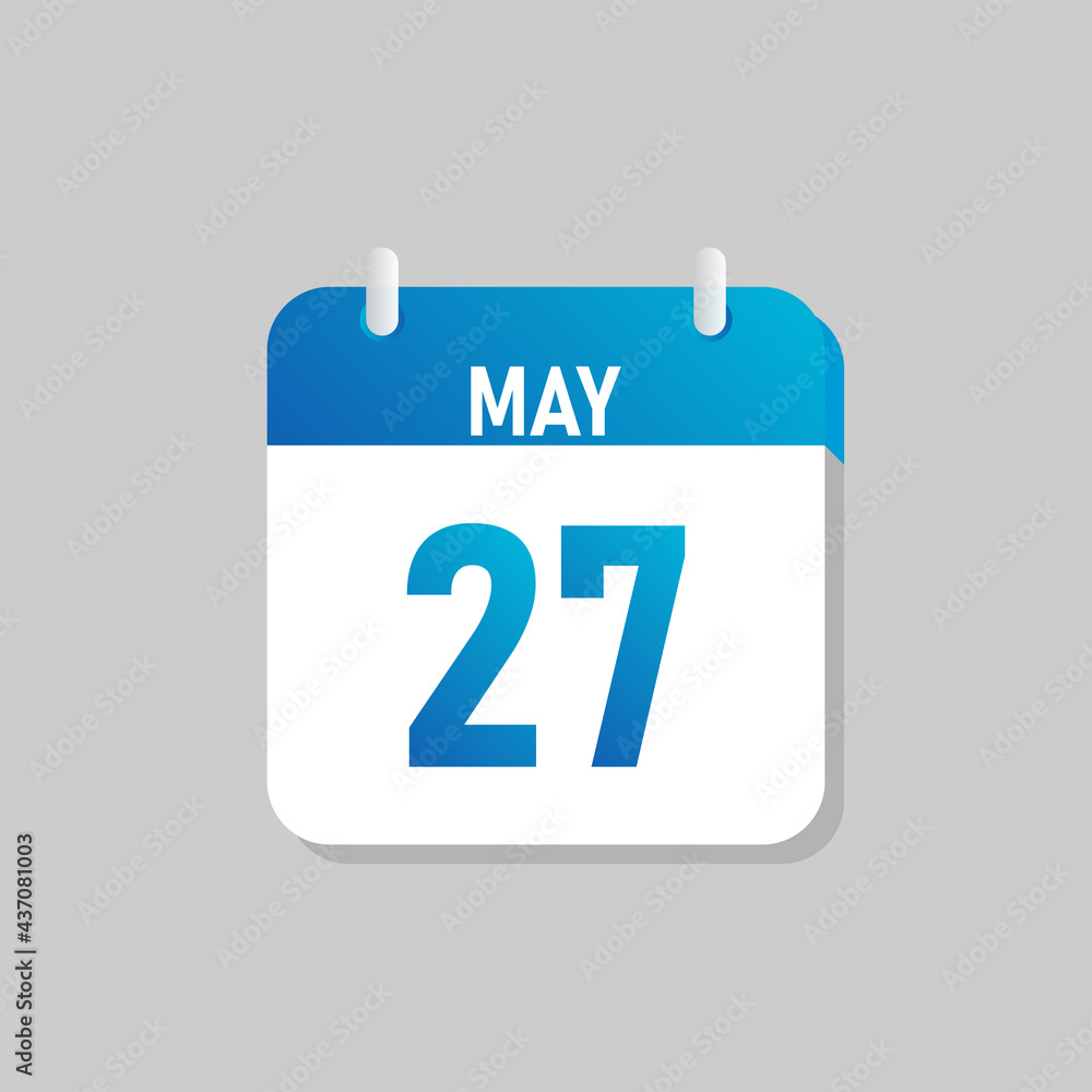 White daily calendar Icon May in a Flat Design style. Easy to edit Isolated vector Illustration. White daily calendar Icon May in a Flat Design style. Easy to edit Isolated vector Illustration.