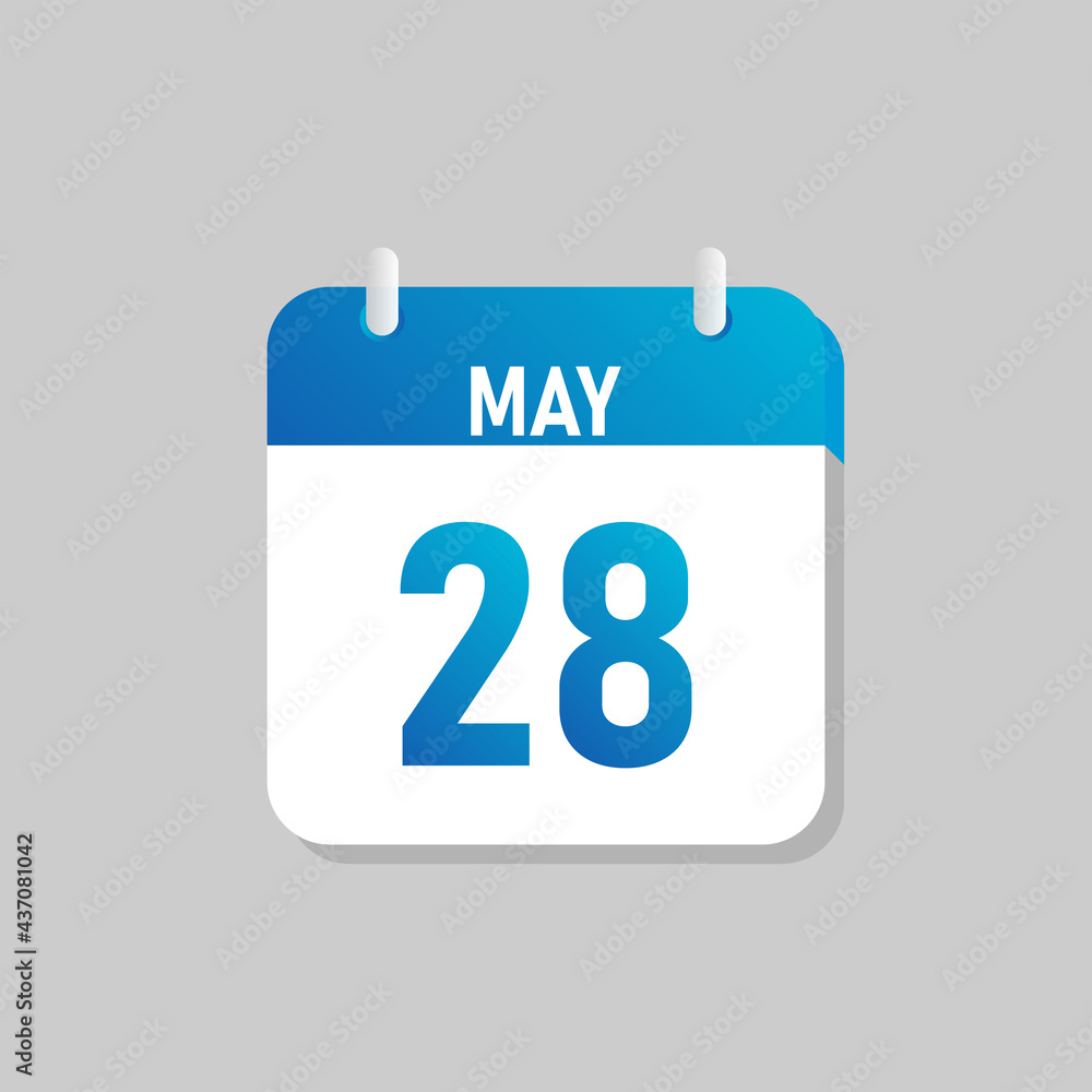 White daily calendar Icon May in a Flat Design style. Easy to edit Isolated vector Illustration. White daily calendar Icon May in a Flat Design style. Easy to edit Isolated vector Illustration.