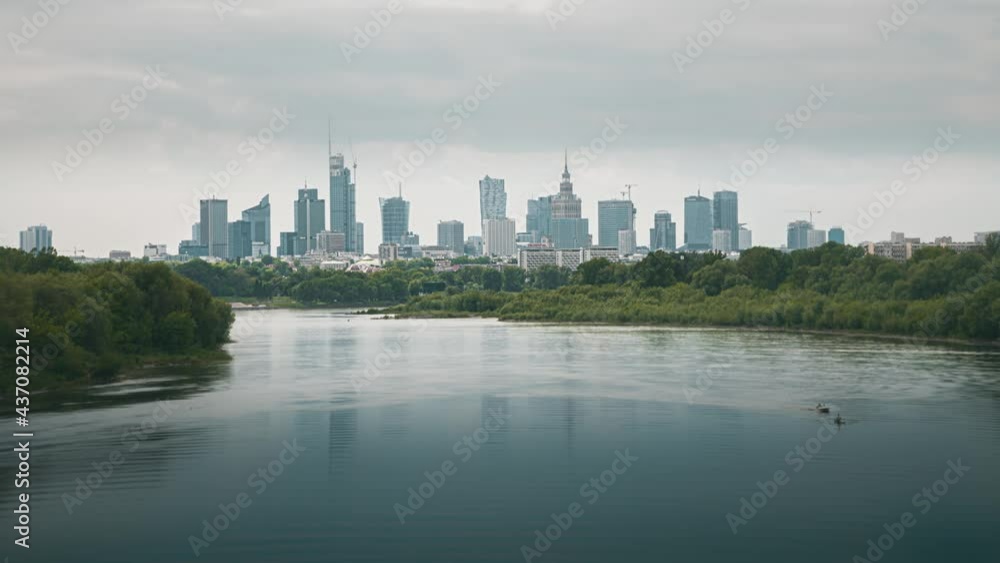 Timelapse of the city of Warsaw in Poland, on the Vistula river Timelapse of the city of Warsaw in Poland, on the Vistula river