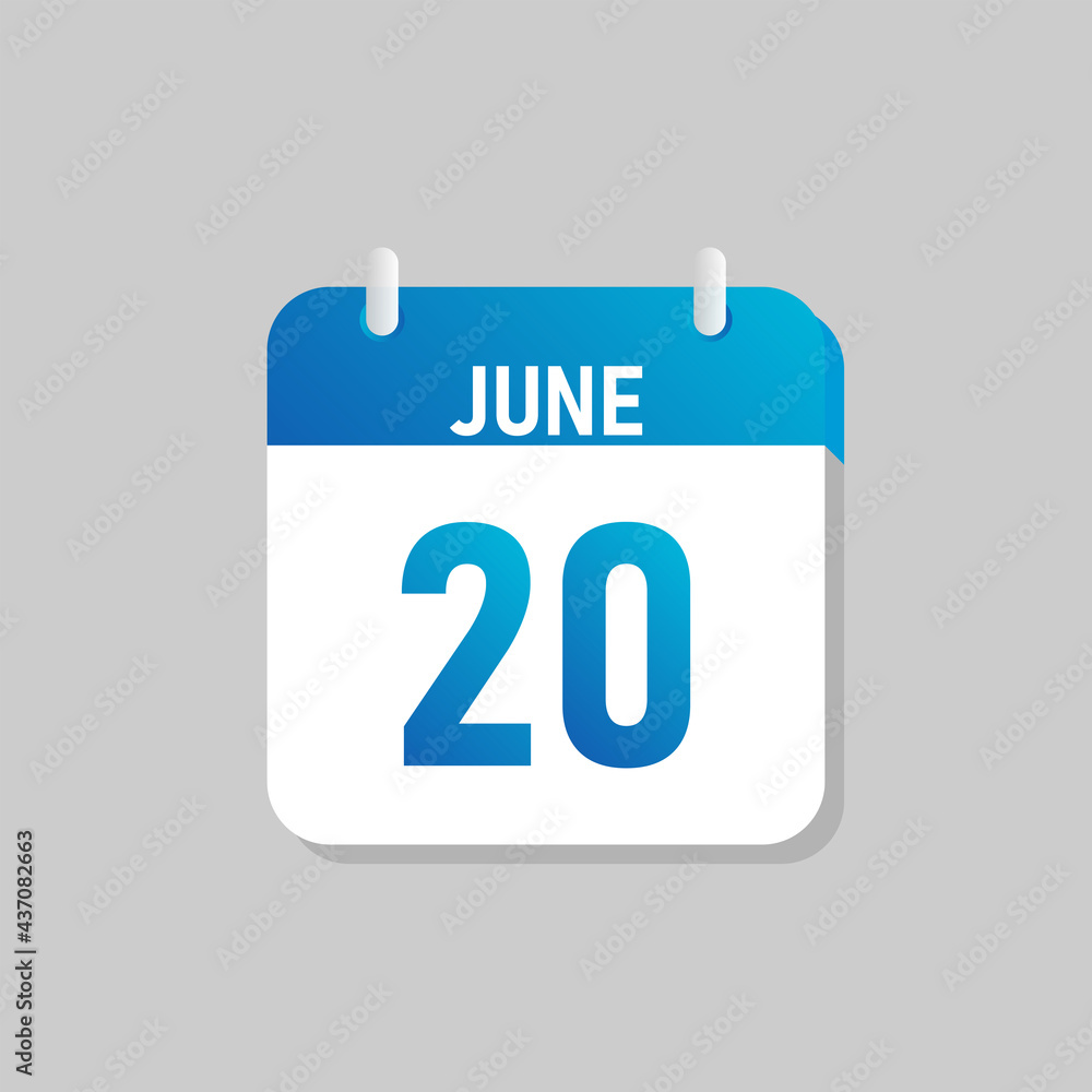 White daily calendar Icon June in a Flat Design style. Easy to edit Isolated vector Illustration. White daily calendar Icon June in a Flat Design style. Easy to edit Isolated vector Illustration.
