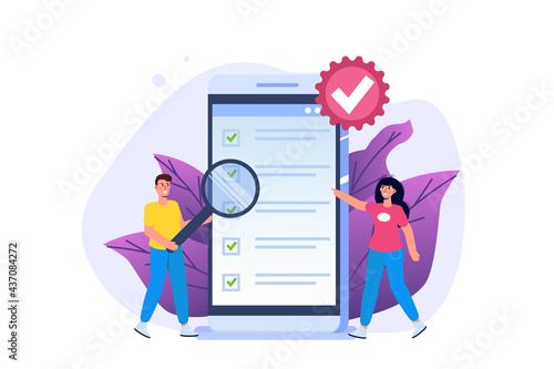 Standard for quality control, international certification concept. Vector illustration
