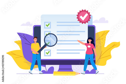 Standard for quality control, international certification concept. Vector illustration