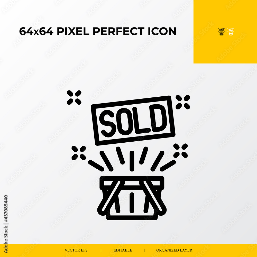 Item sold icon.E-commerce Related Vector Line Icons.64x64 pixel perfect icons Item sold icon.E-commerce Related Vector Line Icons.64x64 pixel perfect icons