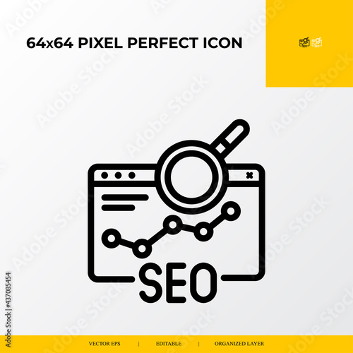 SEO analysis icon.E-commerce Related Vector Line Icons.64x64 pixel perfect icons