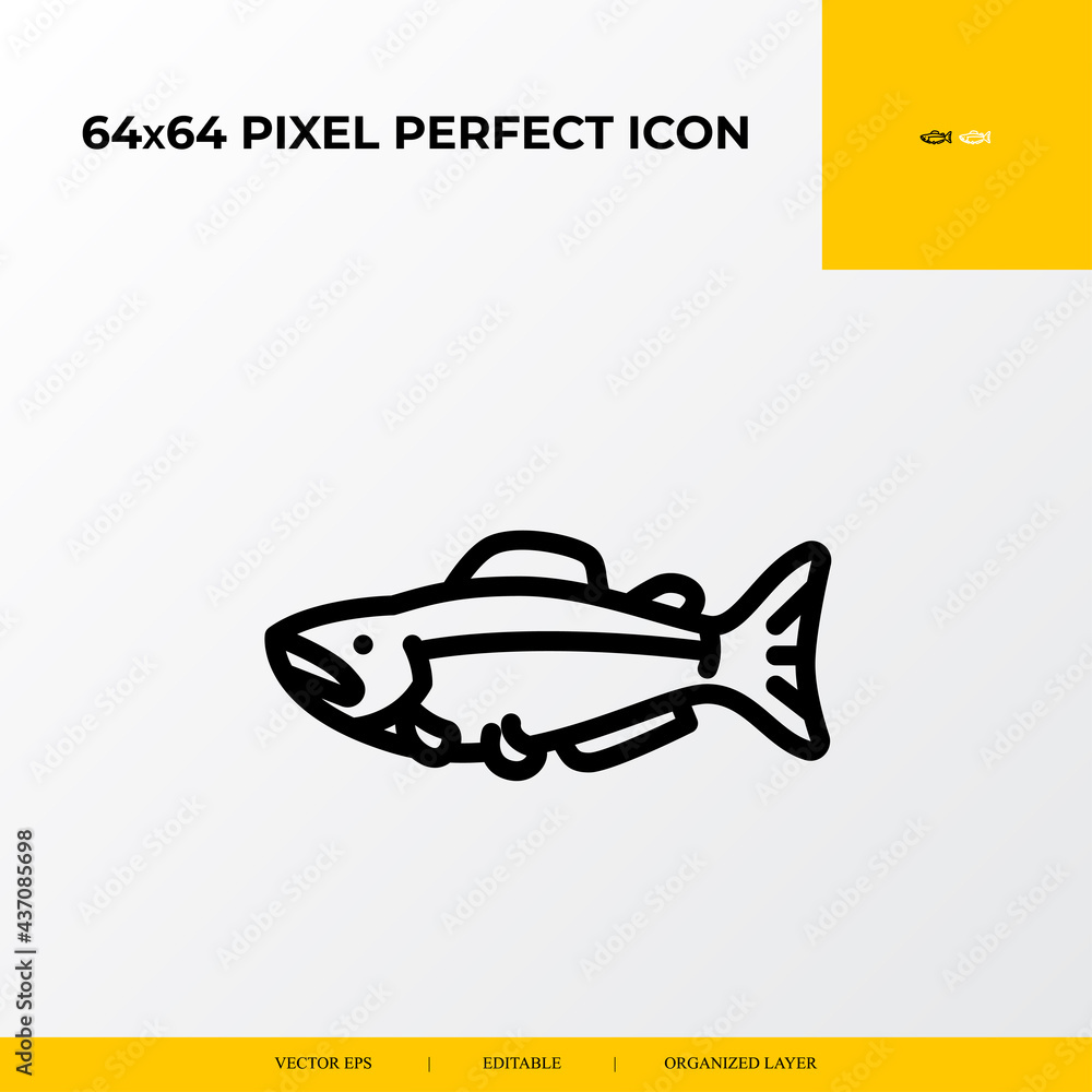 Salmon icon. Ocean icon. 64x64 pixel perfect icon