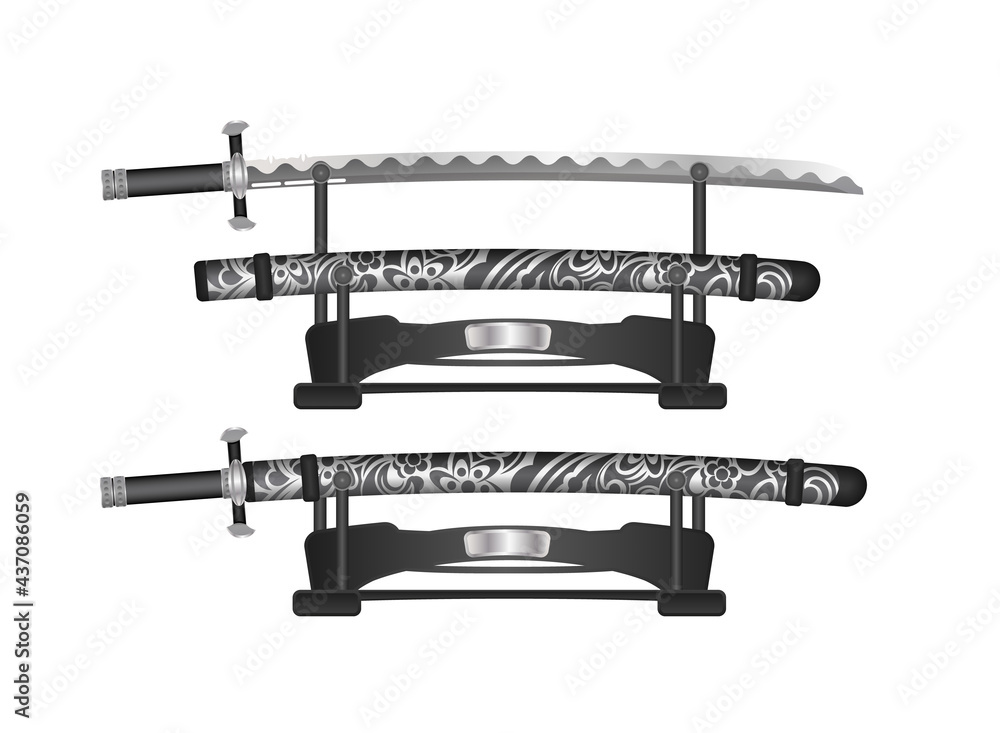 Katana Samurai sword in realistic style. Japanese sword. Katana Samurai sword in realistic style. Japanese sword.