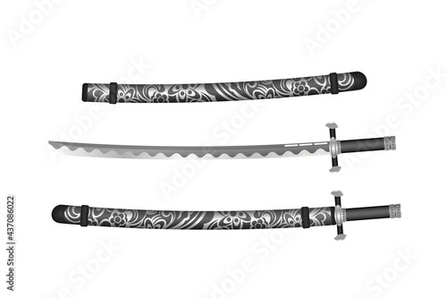 Katana Samurai sword in realistic style. Japanese sword. Vector illustration.