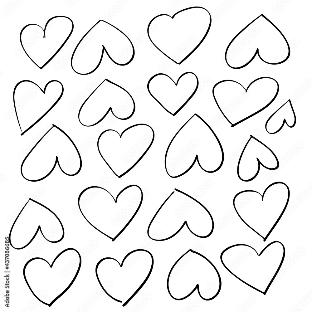 Hand drawn heart set, love sketch design elements, doodle hearts Hand drawn heart set, love sketch design elements, doodle hearts