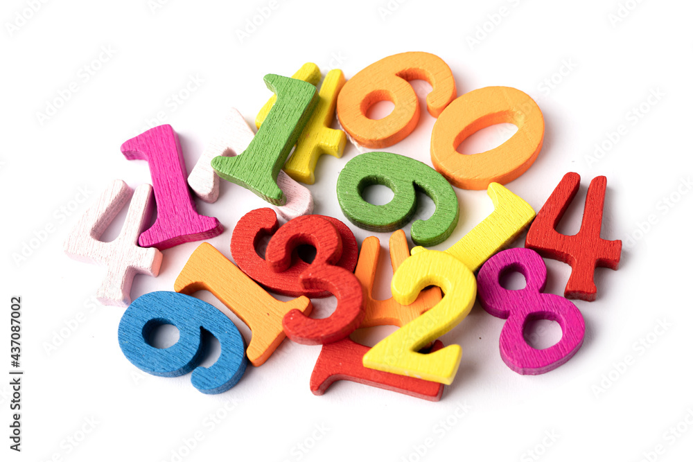 Fototapeta premium Math number colorful on white background, education study mathematics learning teach concept.