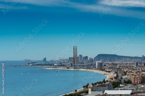 Top and panoramic view of the city and beach of Badalona, Spain © Manuel Milan