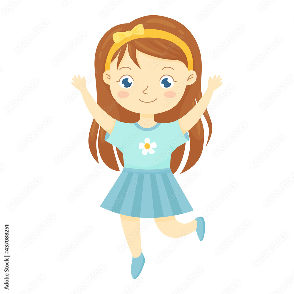 Cute little girl fun bouncing on one leg Cute little girl fun bouncing on one leg