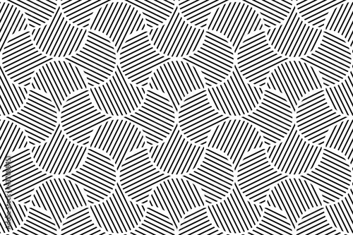 Abstract geometric pattern with stripes, lines. Seamless vector background. White and black ornament. Simple lattice graphic design
