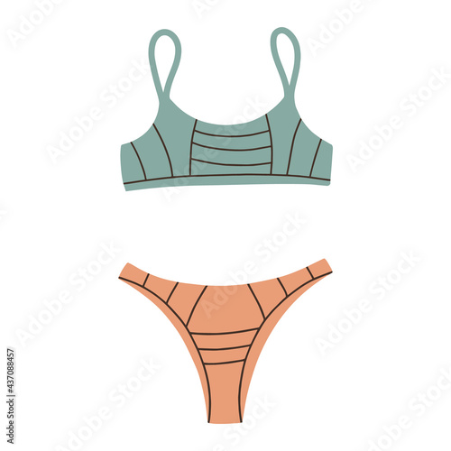 Sports swimsuit-two-piece. Vector Illustration. Bathing clothes 