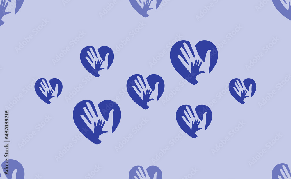 Seamless pattern of large isolated blue mom with baby symbols. The pattern is divided by a line of elements of lighter tones. Vector illustration on light blue background Seamless pattern of large isolated blue mom with baby symbols. The pattern is divided by a line of elements of lighter tones. Vector illustration on light blue background