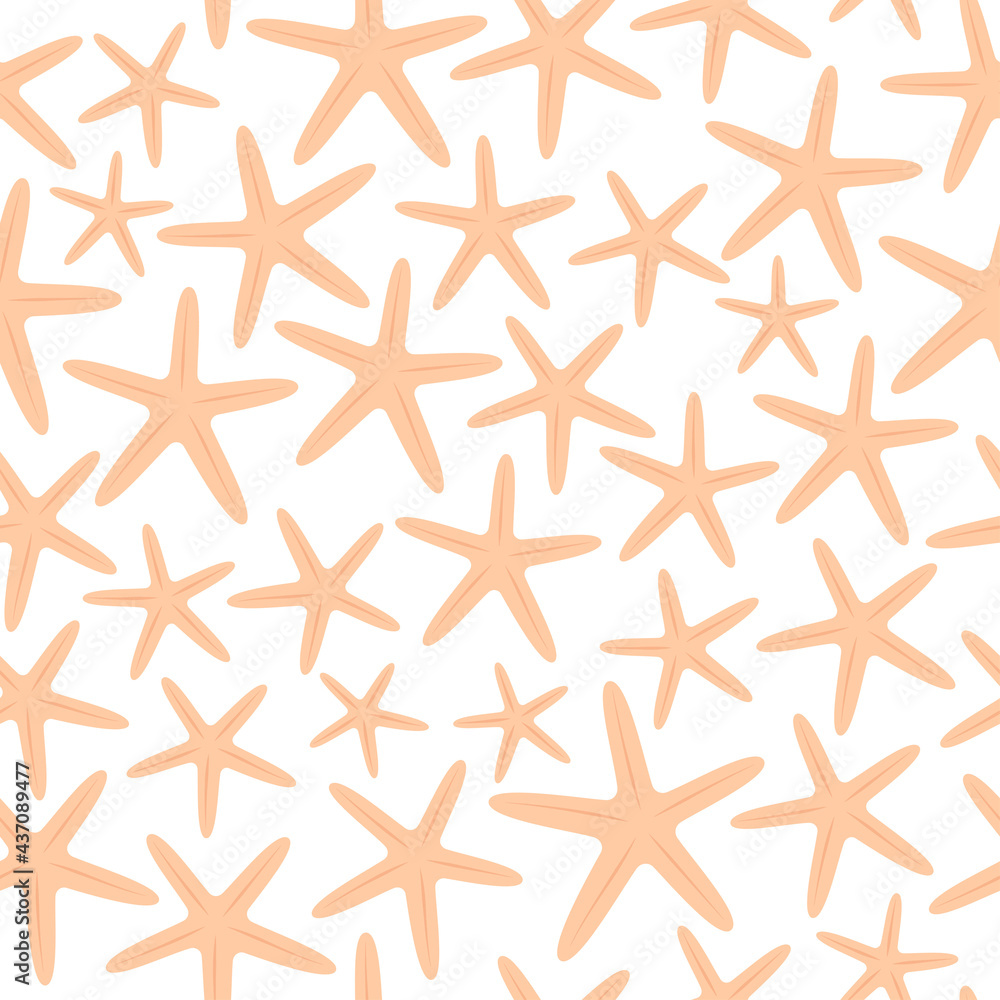 Hand drawn seamless pattern with starfish in pastel color Hand drawn seamless pattern with starfish in pastel color