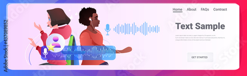 users communicating in instant messengers by voice messages audio chat application online communication