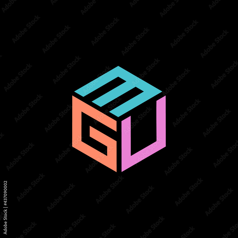 Hexagon logo with the letters MGU design Hexagon logo with the letters MGU design