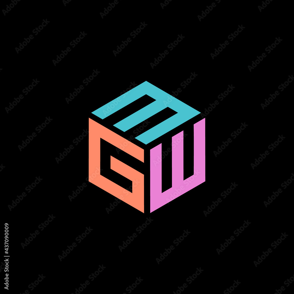 Hexagon logo with the letters MGW design Hexagon logo with the letters MGW design