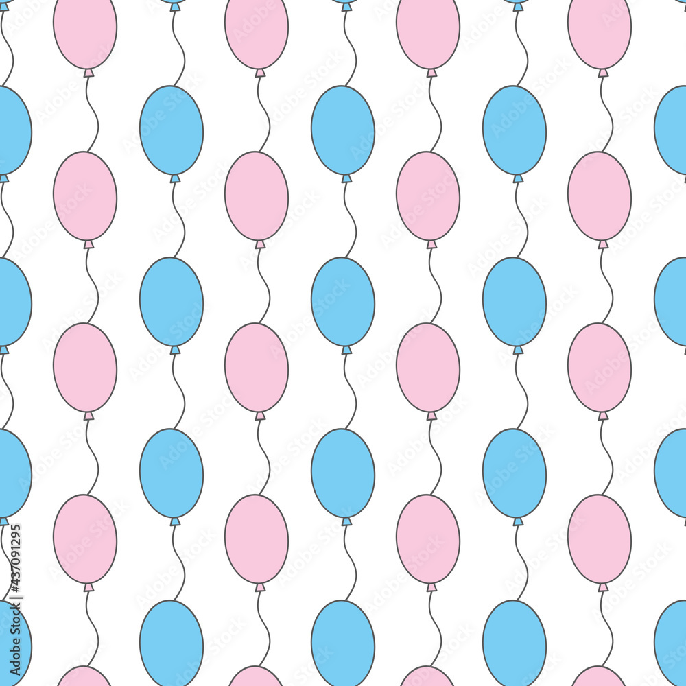Vector Holiday seamless pattern. Hand Drawn doodle Balloons. Festive attributes.