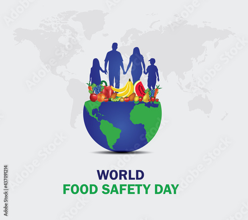 World Food Safety Day Concept. World food safety day with family concept. Template for background, banner, card, poster.