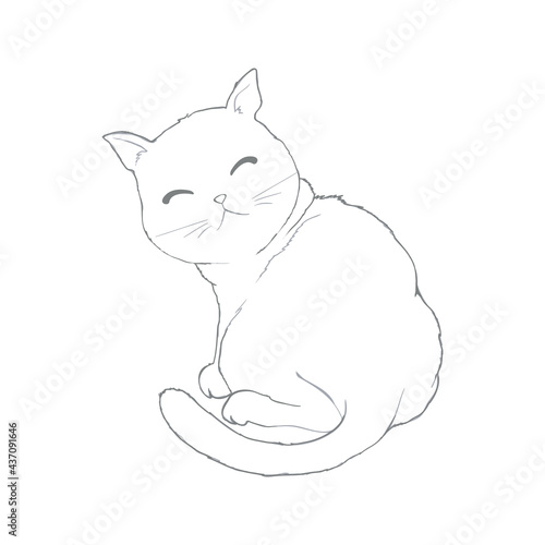 sketch of a cat isolated on a white background. Cute cat