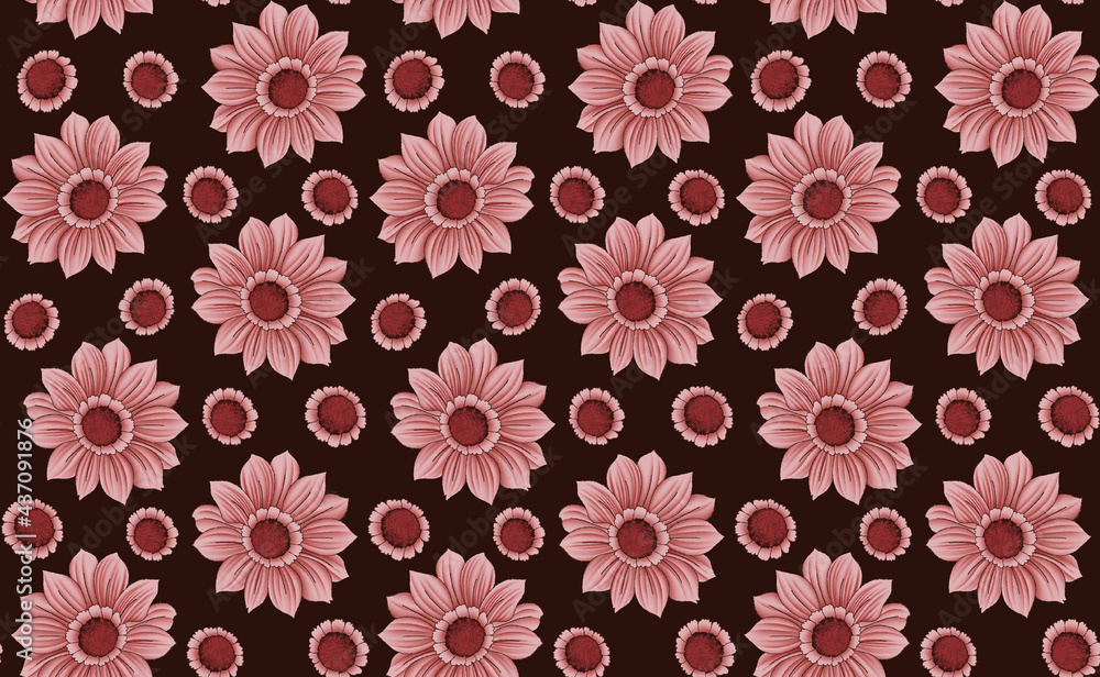 digital colorful flowers saree design dark background