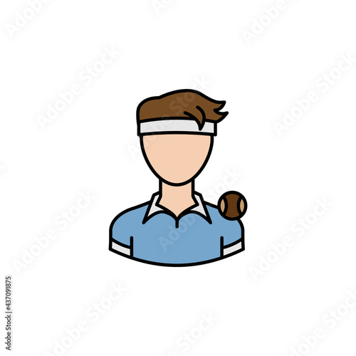 avatar tennis player outline colored icon. Signs and symbols can be used for web logo mobile app UI UX