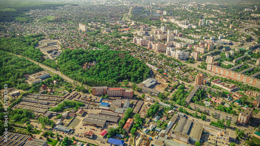 aerial photography of the city of Penza in the summer