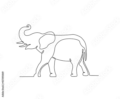 Elephant in continuous line art drawing style. Minimalist black big elephant outline. editable active stroke vector.