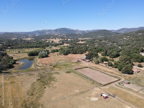 Aerial view of Julian land, historic gold mining town located in east of San Diego, Town famous for its apples and apple pie. California, USA