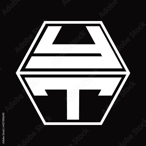 YT Logo monogram with hexagon shape up and down design template