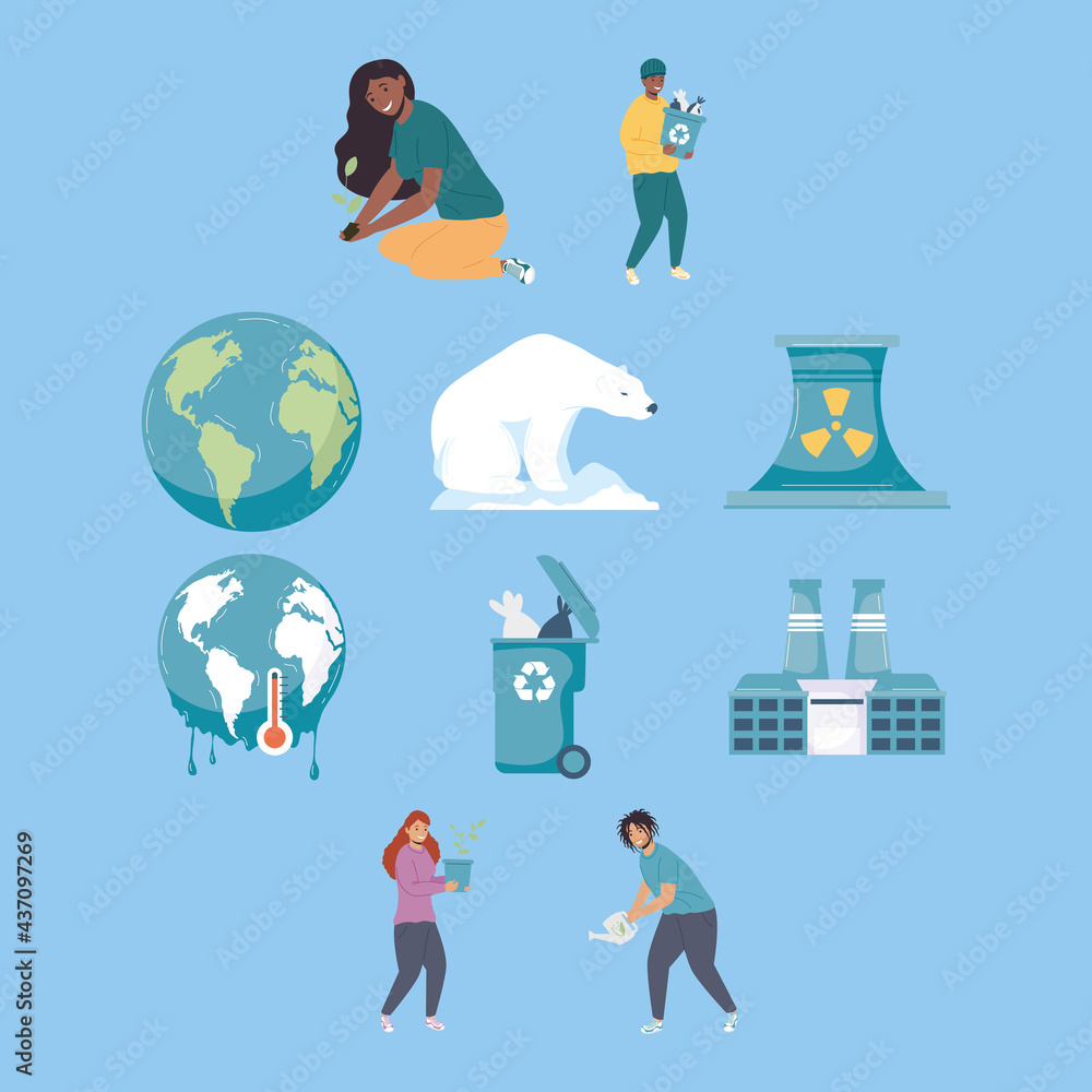 Obraz premium ten climate change icons