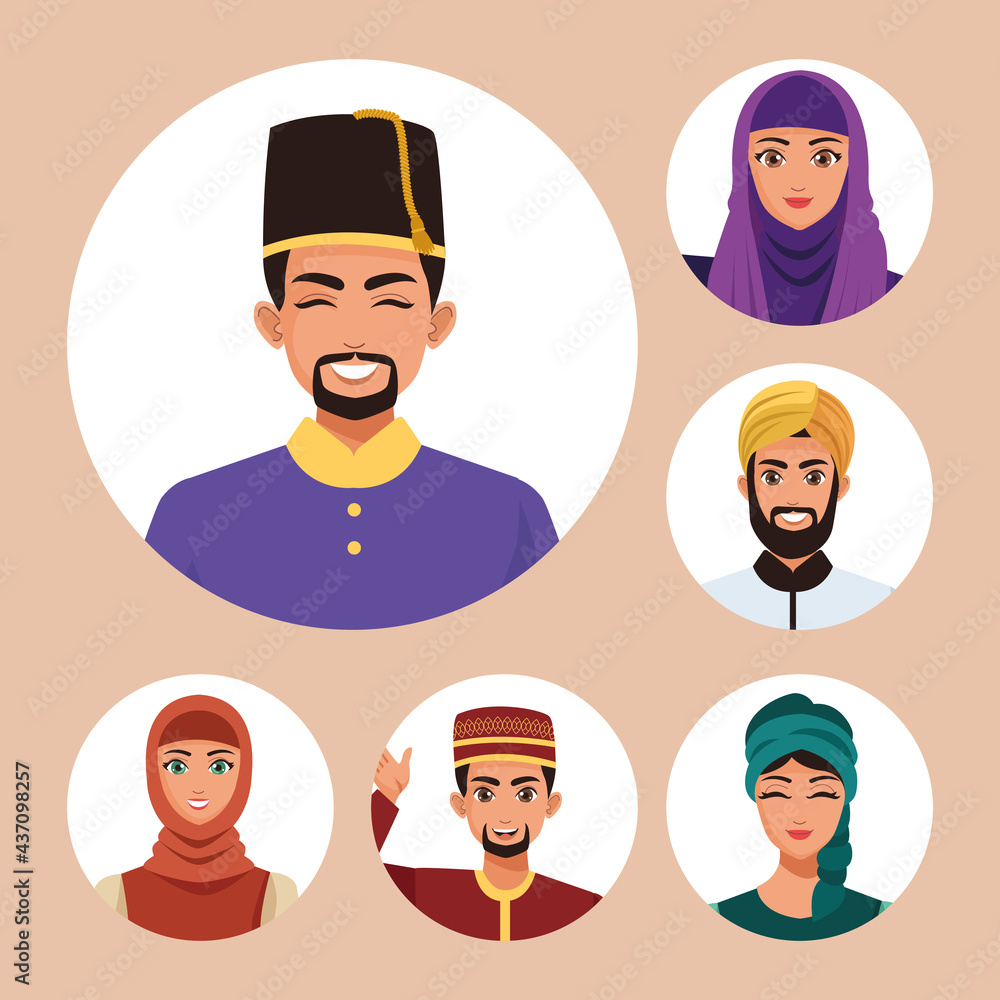 six muslim persons six muslim persons