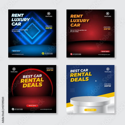 Rent a car banner for  social media post template design