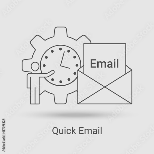 Quick Email icon.The concept of using modern technologies in messengers and mail.Vector illustration of the thin line icon.Black on a white background.