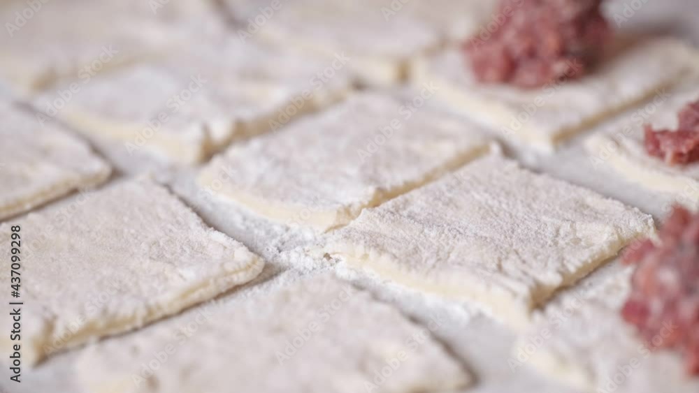 Making dough dumplings with meat Making dough dumplings with meat