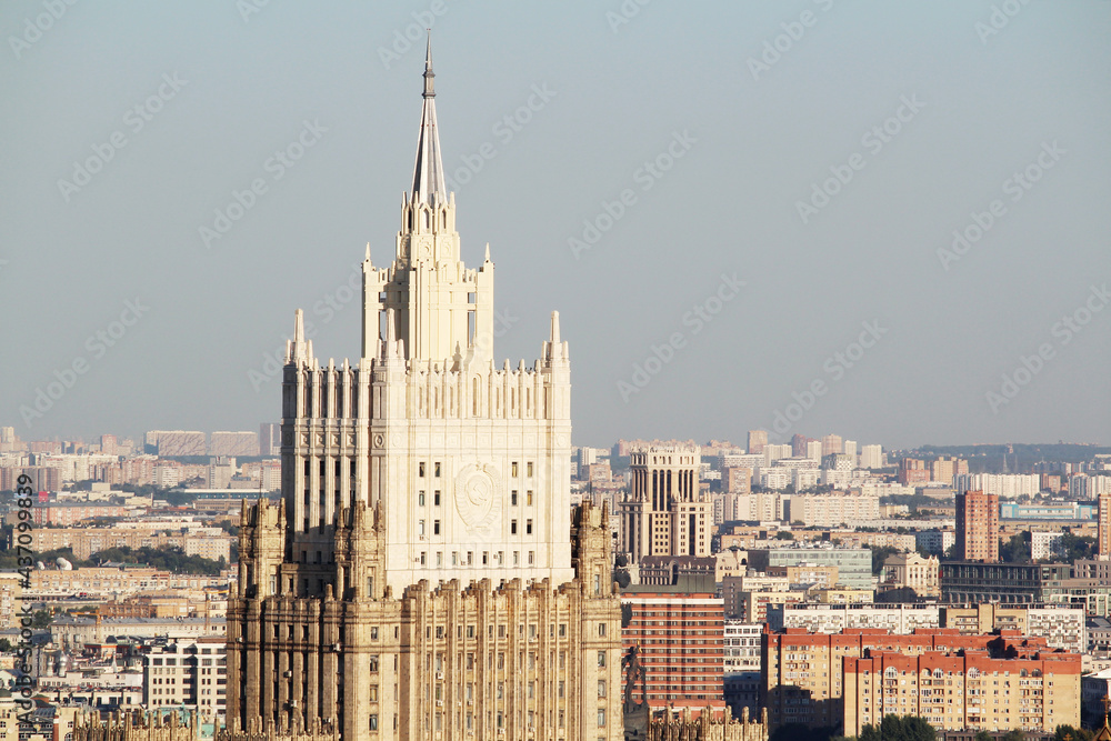 View from Hotel Ukraine in Moscow to city center View from Hotel Ukraine in Moscow to city center
