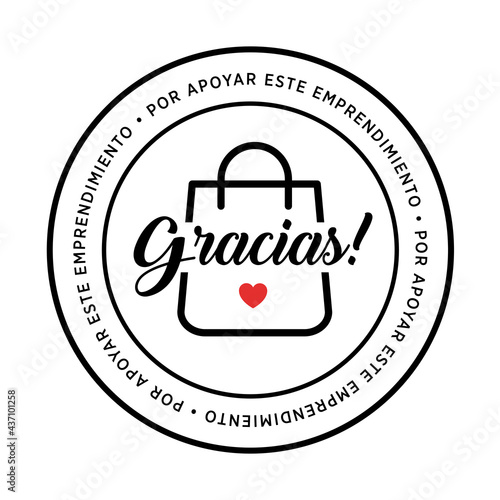 Etiqueta gracias por apoyar este emprendimiento