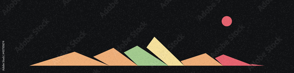 Fototapeta premium Geometric Mountains silhouette landscape art poster illustration