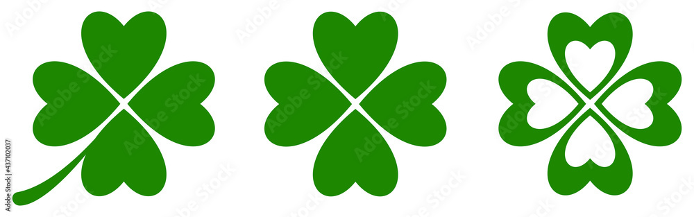 Green clover icon set. Vector illustration Green clover icon set. Vector illustration