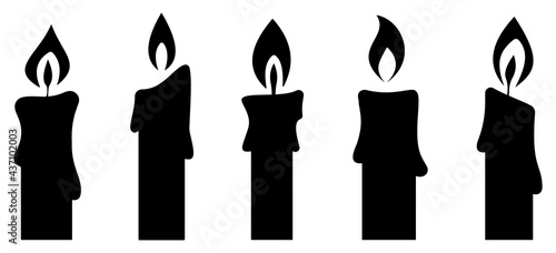 Black candle silhouettes collections. Vector illustration