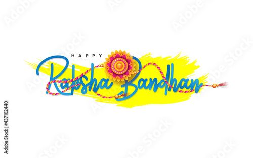 Happy Raksha Bandhan Calligraphy Design Template with Rakhi Illustration