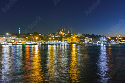 Sunset view of Golden Horn in city of Istanbul  Turkey