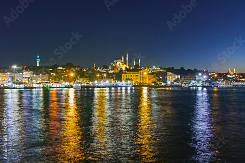 Sunset view of Golden Horn in city of Istanbul, Turkey